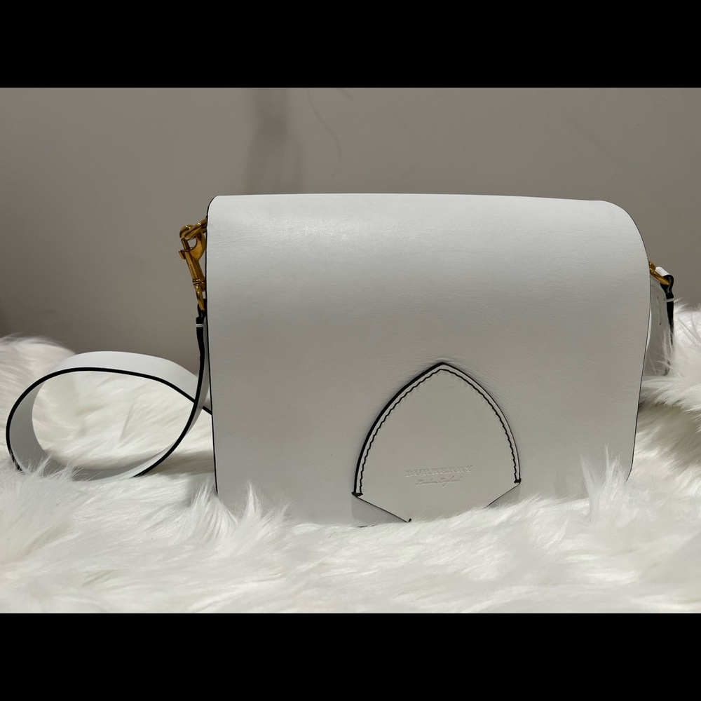BURBERRY Calfskin Large Square
Satchel Chalk White